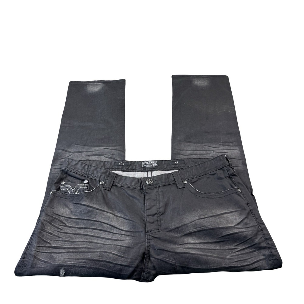 Affliction Black Ace Premium Stitch Button Fly Mens Jeans Size 42x34